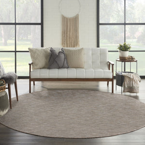 HomeRoots 8' Gray and Light Gray Round Geometric Area Rug – Stylish, Durable Indoor/Outdoor Décor for Any Space 552303