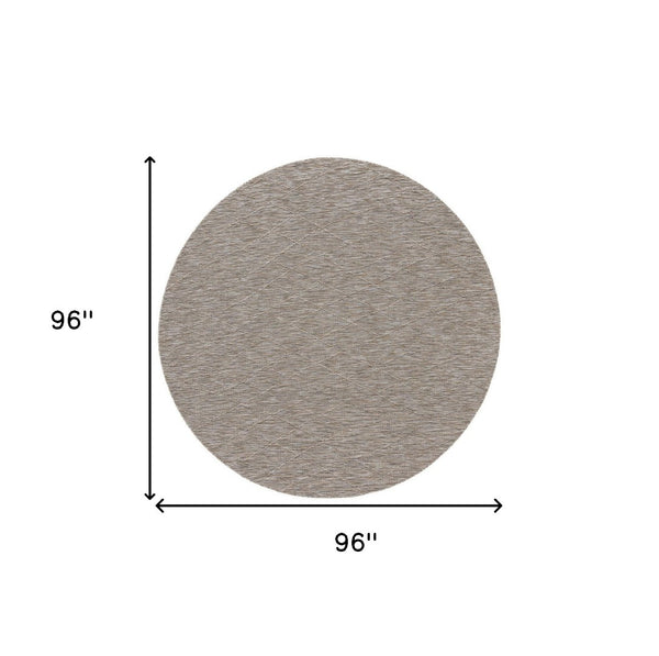 HomeRoots 8' Gray and Light Gray Round Geometric Area Rug – Stylish, Durable Indoor/Outdoor Décor for Any Space 552303
