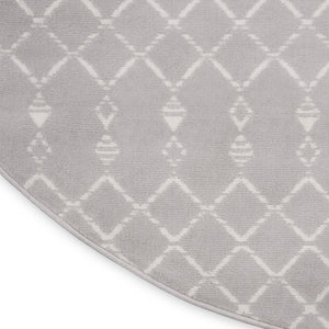 HomeRoots 8' Gray and Ivory Geometric Rug - Modern Bohemian Design for Durable, Family-Friendly Spaces 8' Round 552304