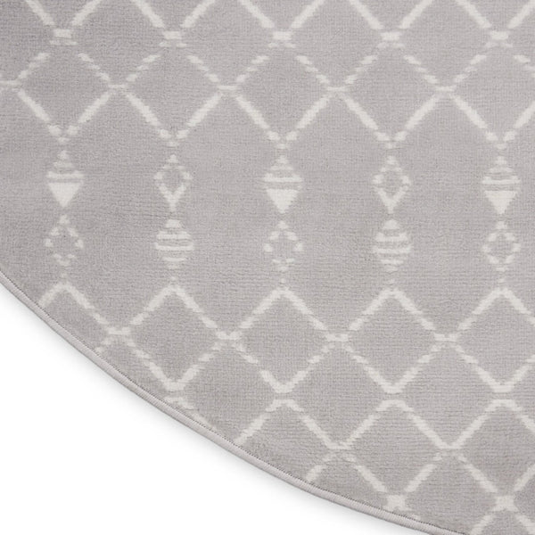 HomeRoots 8' Gray and Ivory Geometric Rug - Modern Bohemian Design for Durable, Family-Friendly Spaces 8' Round 552304