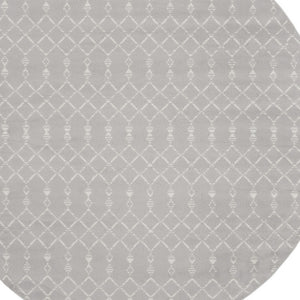 Homeroots 8' Gray And Ivory Geometric Round Rug – Stylish, Durable, Stain-resistant For Kids And Pets, 96-inch  Polyester 552304