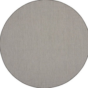 HomeRoots 8' Round Geometric Area Rug in Ivory & Charcoal - Stylish, Durable, Indoor/Outdoor Accent Piece 552306