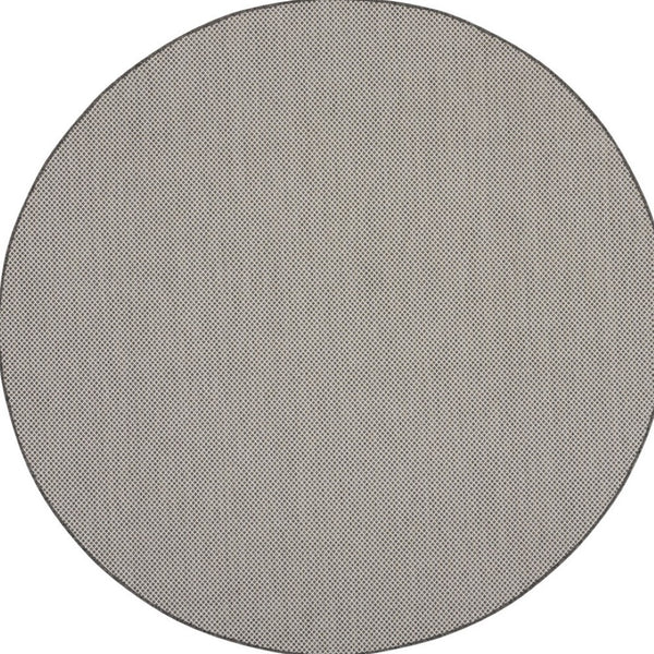 HomeRoots 8' Round Geometric Area Rug in Ivory & Charcoal - Stylish, Durable, Indoor/Outdoor Accent Piece 552306