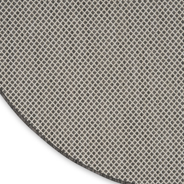 HomeRoots 8' Round Geometric Area Rug in Ivory & Charcoal - Stylish, Durable, Indoor/Outdoor Accent Piece 552306