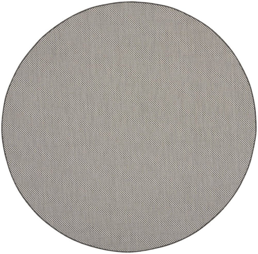 HomeRoots 8' Round Geometric Area Rug in Ivory & Charcoal - Stylish, Durable, Indoor/Outdoor Accent Piece 552306