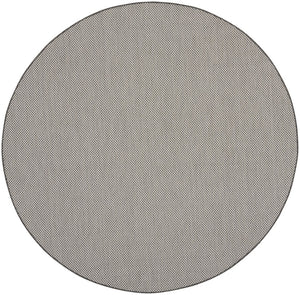 HomeRoots 8' Round Geometric Area Rug in Ivory & Charcoal - Stylish, Durable, Indoor/Outdoor Accent Piece 552306