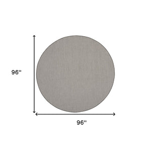 HomeRoots 8' Round Geometric Area Rug in Ivory & Charcoal - Stylish, Durable, Indoor/Outdoor Accent Piece 552306