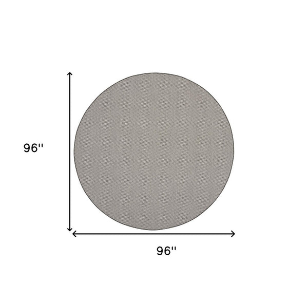 HomeRoots 8' Round Geometric Area Rug in Ivory & Charcoal - Stylish, Durable, Indoor/Outdoor Accent Piece 552306