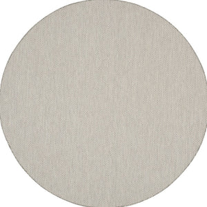 HomeRoots 8' Ivory and Silver Round Geometric Area Rug - Stylish, Durable, Indoor/Outdoor Decor for Any Space 552307