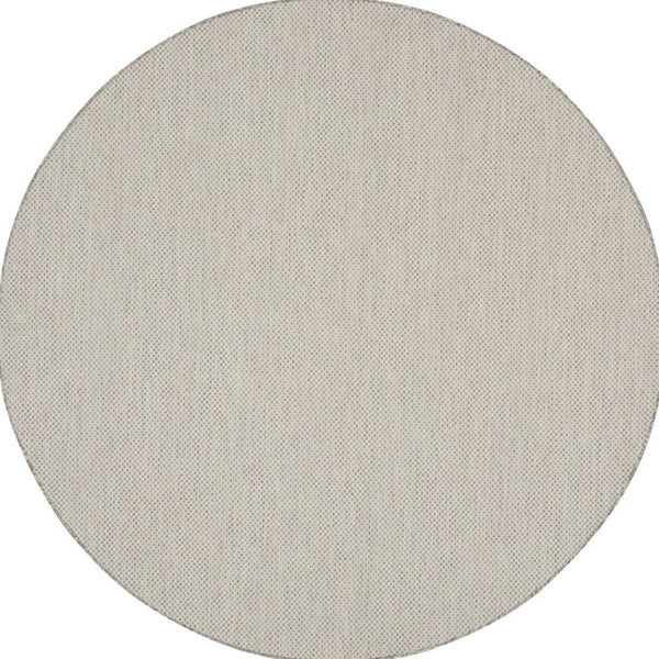 HomeRoots 8' Ivory and Silver Round Geometric Area Rug - Stylish, Durable, Indoor/Outdoor Decor for Any Space 552307