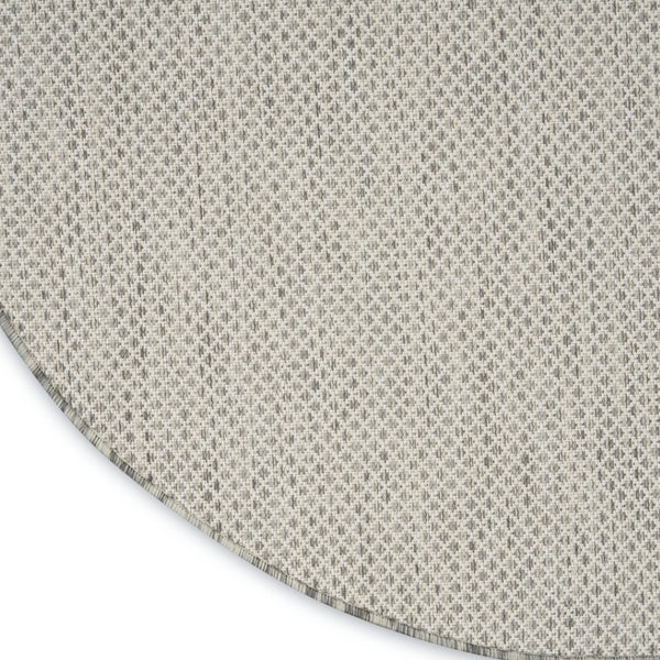 HomeRoots 8' Ivory and Silver Round Geometric Area Rug - Stylish, Durable, Indoor/Outdoor Decor for Any Space 552307
