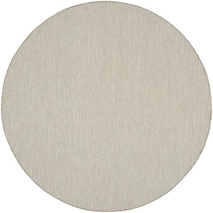 HomeRoots 8' Ivory and Silver Round Geometric Area Rug - Stylish, Durable, Indoor/Outdoor Decor for Any Space 552307