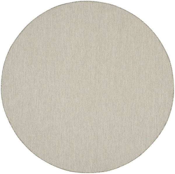 HomeRoots 8' Ivory and Silver Round Geometric Area Rug - Stylish, Durable, Indoor/Outdoor Decor for Any Space 552307