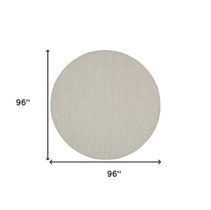 HomeRoots 8' Ivory and Silver Round Geometric Area Rug - Stylish, Durable, Indoor/Outdoor Decor for Any Space 552307