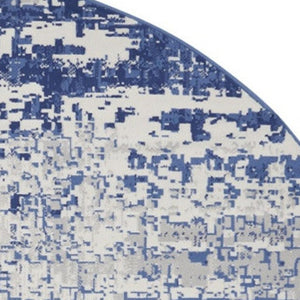 HomeRoots 8' Ivory and Navy Blue Abstract Area Rug - Modern Durable Design for Family-Friendly Spaces 8' Round 552308