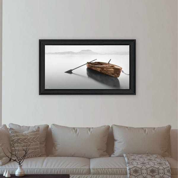 English Elm "solitude" Moises Levy Minimalist Framed Canvas Print Matte Black Wood Wall Art B06786078