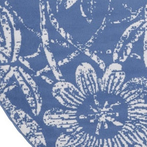 HomeRoots 8' Ivory and Blue Floral Rug - Timeless Distressed Design for Cozy Living Spaces and Easy Care 8' Round 552316