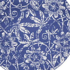 HomeRoots 8' Elegant Ivory and Navy Floral Distressed Rug - Stylish, Durable, Stain-Resistant Design for Any Room 8' Round 552319