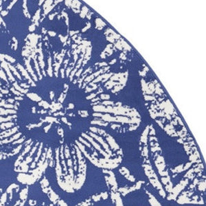 HomeRoots 8' Elegant Ivory and Navy Floral Distressed Rug - Stylish, Durable, Stain-Resistant Design for Any Room 8' Round 552319