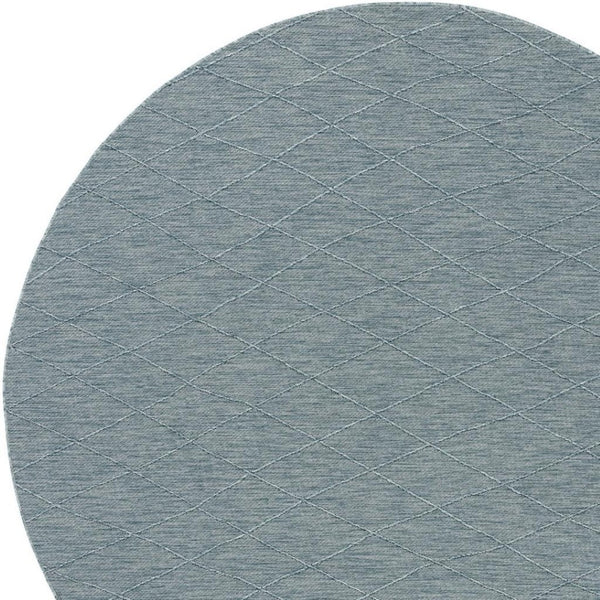 HomeRoots 8' Aqua and Ivory Geometric Round Area Rug – Stylish, Durable, Weather-Resistant for Indoor & Outdoor Use 552320