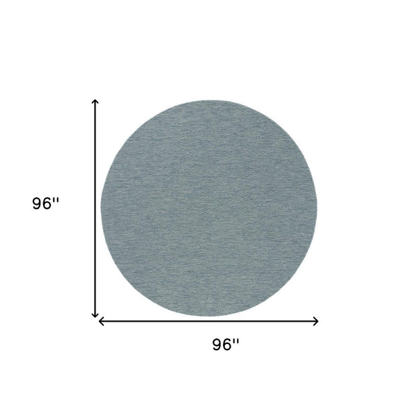 HomeRoots 8' Aqua and Ivory Geometric Round Area Rug – Stylish, Durable, Weather-Resistant for Indoor & Outdoor Use 552320
