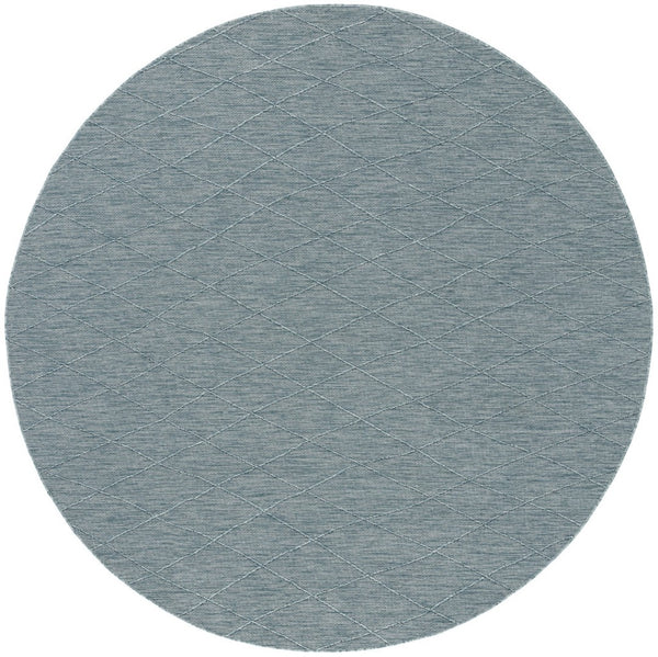 HomeRoots 8' Aqua and Ivory Geometric Round Area Rug – Stylish, Durable, Weather-Resistant for Indoor & Outdoor Use 552320
