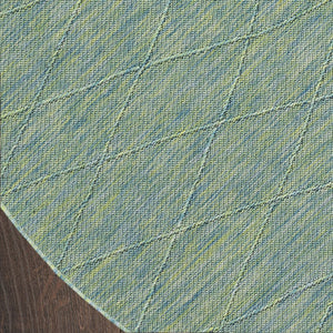 HomeRoots 8' Blue and Green Round Geometric Area Rug - Stylish, Durable, Indoor/Outdoor, Easy-Clean Design 552321