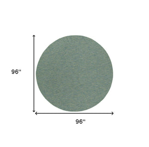 HomeRoots 8' Blue and Green Round Geometric Area Rug - Stylish, Durable, Indoor/Outdoor, Easy-Clean Design 552321