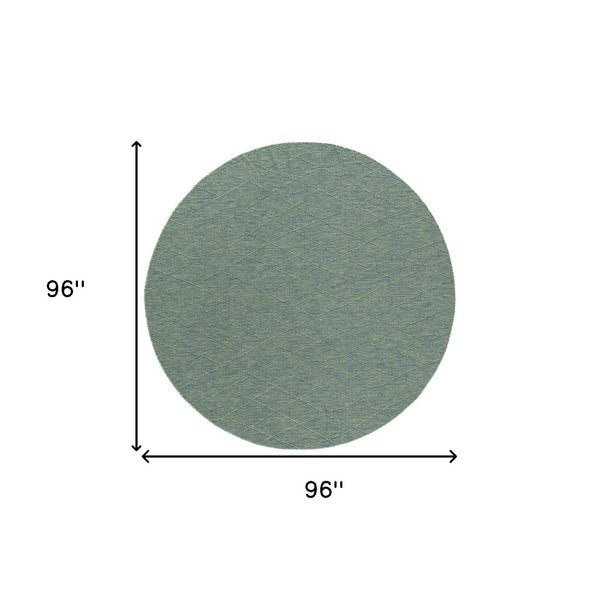 HomeRoots 8' Blue and Green Round Geometric Area Rug - Stylish, Durable, Indoor/Outdoor, Easy-Clean Design 552321