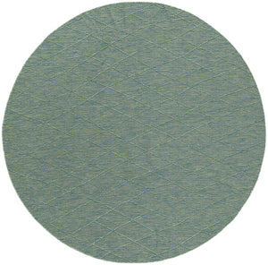 HomeRoots 8' Blue and Green Round Geometric Area Rug - Stylish, Durable, Indoor/Outdoor, Easy-Clean Design 552321