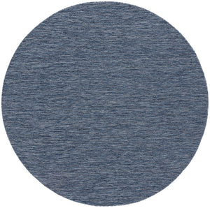 HomeRoots 8' Navy Blue and Ivory Round Geometric Area Rug - Durable, Stylish, Indoor/Outdoor Versatile Decor 552322