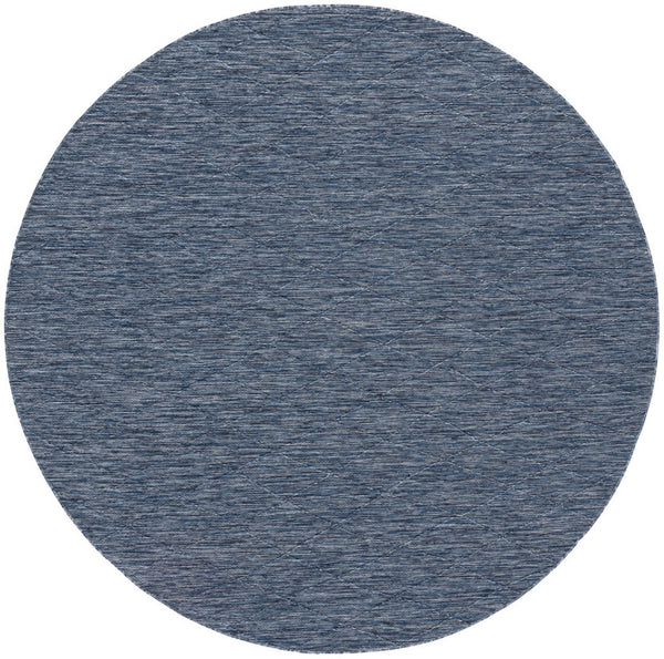 HomeRoots 8' Navy Blue and Ivory Round Geometric Area Rug - Durable, Stylish, Indoor/Outdoor Versatile Decor 552322