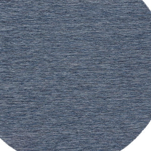 HomeRoots 8' Navy Blue and Ivory Round Geometric Area Rug - Durable, Stylish, Indoor/Outdoor Versatile Decor 552322