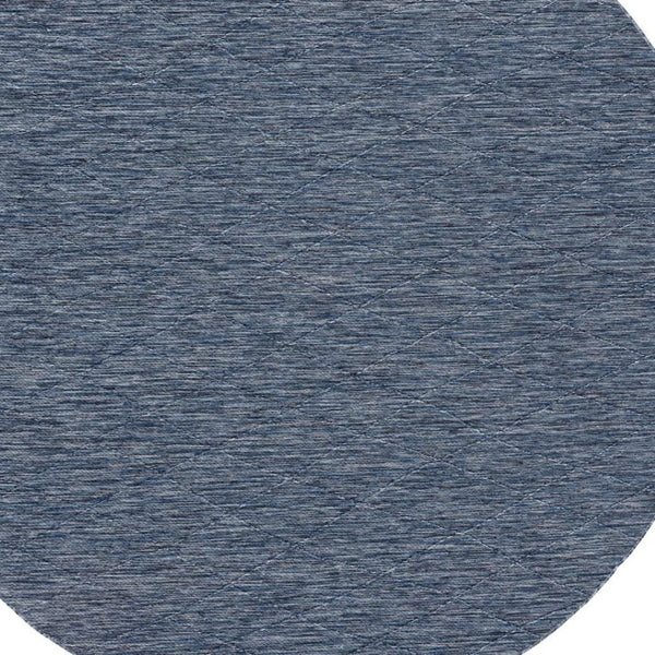 HomeRoots 8' Navy Blue and Ivory Round Geometric Area Rug - Durable, Stylish, Indoor/Outdoor Versatile Decor 552322