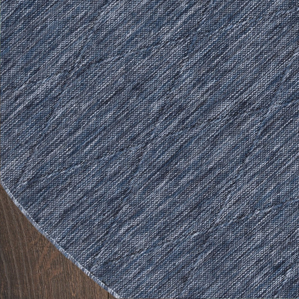HomeRoots 8' Navy Blue and Ivory Round Geometric Area Rug - Durable, Stylish, Indoor/Outdoor Versatile Decor 552322