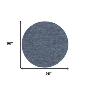HomeRoots 8' Navy Blue and Ivory Round Geometric Area Rug - Durable, Stylish, Indoor/Outdoor Versatile Decor 552322