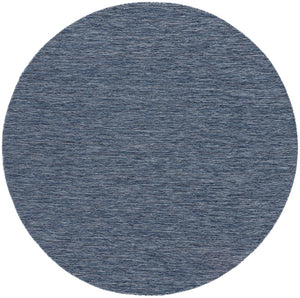 HomeRoots 8' Navy Blue and Ivory Round Geometric Area Rug - Durable, Stylish, Indoor/Outdoor Versatile Decor 552322