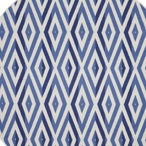 Homeroots 8' Ivory And Blue Geometric Round Rug  Polypropylene 552325