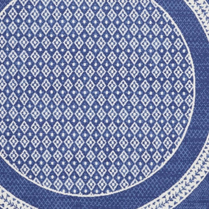 HomeRoots 7' Ivory and Navy Blue Geometric Distressed Area Rug - Durable, Non-Skid Design for High-Traffic Spaces 8' Round 552326