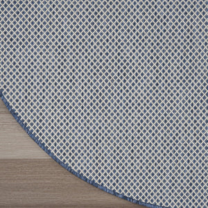 HomeRoots 8' Ivory and Blue Geometric Area Rug - Stylish Indoor/Outdoor Flatweave Rug for Modern Spaces 552329