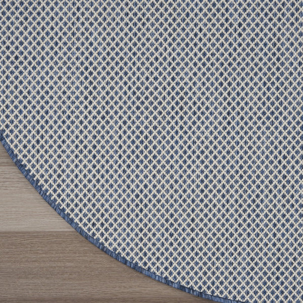 HomeRoots 8' Ivory and Blue Geometric Area Rug - Stylish Indoor/Outdoor Flatweave Rug for Modern Spaces 552329
