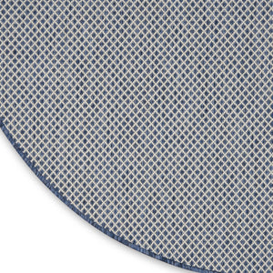 HomeRoots 8' Ivory and Blue Geometric Area Rug - Stylish Indoor/Outdoor Flatweave Rug for Modern Spaces 552329