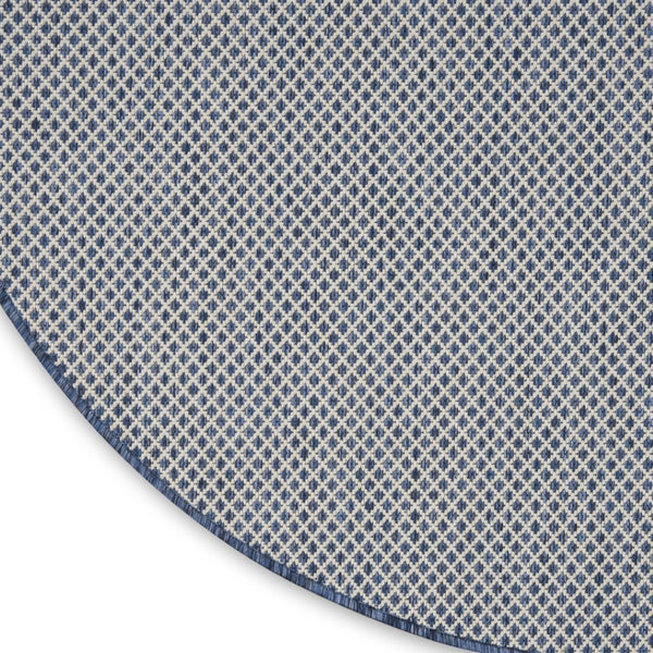 HomeRoots 8' Ivory and Blue Geometric Area Rug - Stylish Indoor/Outdoor Flatweave Rug for Modern Spaces 552329