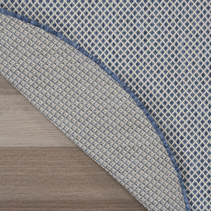HomeRoots 8' Ivory and Blue Geometric Area Rug - Stylish Indoor/Outdoor Flatweave Rug for Modern Spaces 552329