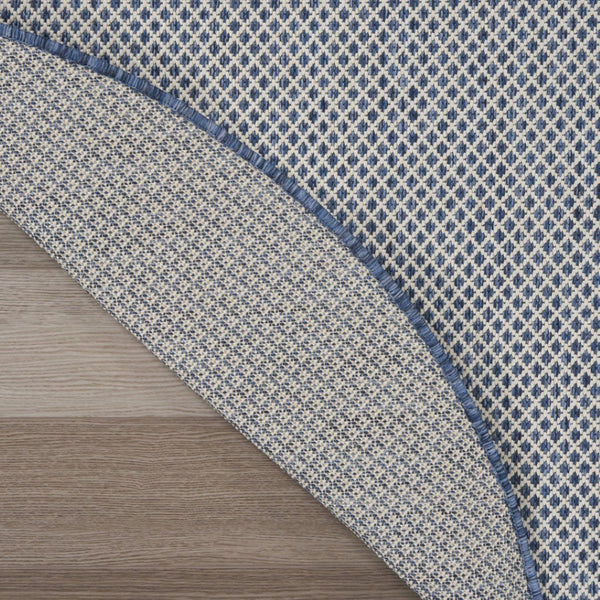 HomeRoots 8' Ivory and Blue Geometric Area Rug - Stylish Indoor/Outdoor Flatweave Rug for Modern Spaces 552329