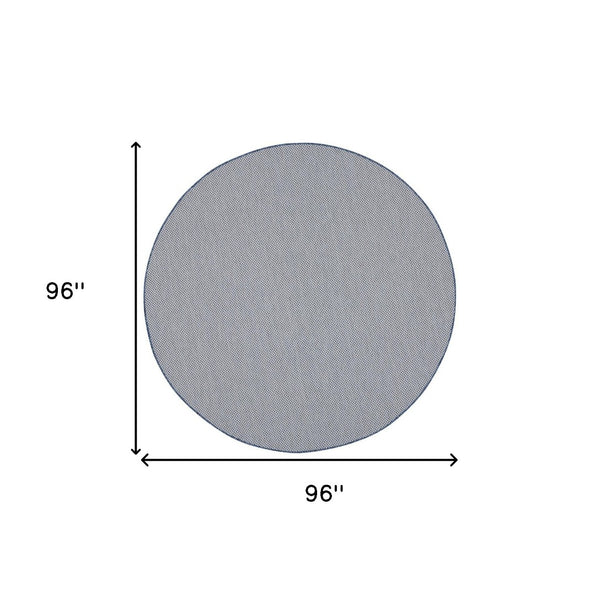 HomeRoots 8' Ivory and Blue Geometric Area Rug - Stylish Indoor/Outdoor Flatweave Rug for Modern Spaces 552329