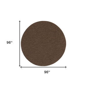 HomeRoots 8' Round Geometric Area Rug in Dark Brown - Stylish, Durable, Indoor/Outdoor Perfect for Any Space 552331