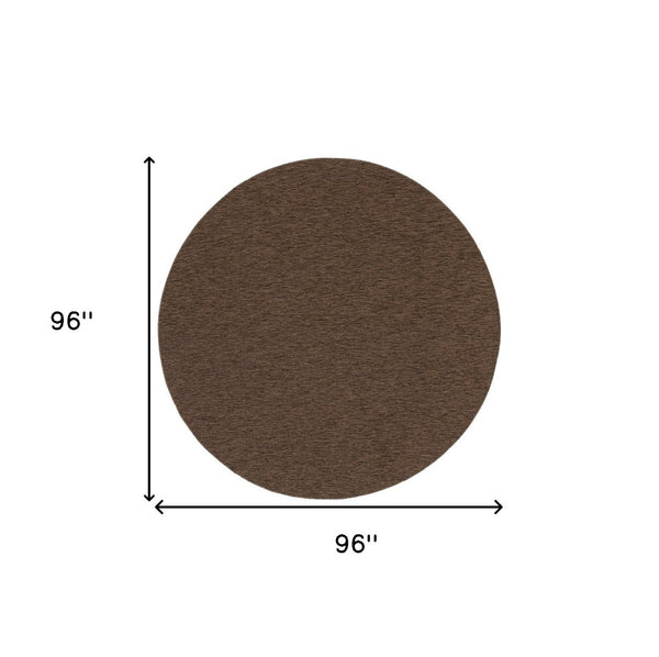 HomeRoots 8' Round Geometric Area Rug in Dark Brown - Stylish, Durable, Indoor/Outdoor Perfect for Any Space 552331