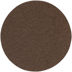HomeRoots 8' Round Geometric Area Rug in Dark Brown - Stylish, Durable, Indoor/Outdoor Perfect for Any Space 552331