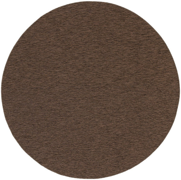 HomeRoots 8' Round Geometric Area Rug in Dark Brown - Stylish, Durable, Indoor/Outdoor Perfect for Any Space 552331